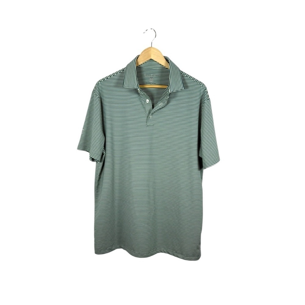 Hickey Freeman Men’s Performance Striped Golf Polo in Green Size M